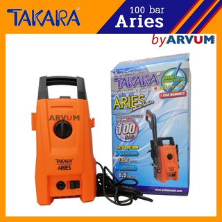 TAKARA เครื่องฉีดน้ำ เครื่องฉีดน้ำแรงดันสูง ปั๊มล้างรถ 100 บาร์ สำหรับ เครื่องล้างรถ คราบสกปรก ติดแน่น รุ่น Aries (รับปร