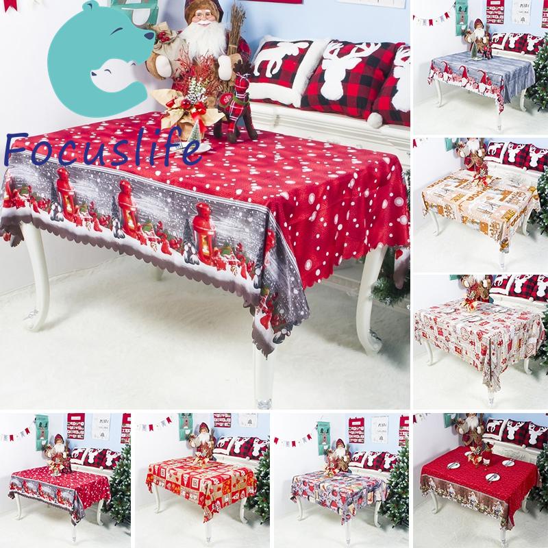 ผ้าปูโต๊ะคริสต์มาส-ผ้าเช็ดทําความสะอาดได้-ผ้าคลุมโต๊ะ-ตกแต่งวันหยุด-ปาร์ตี้คริสต์มาส