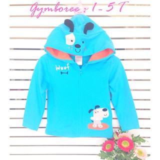 Gymboree : เสื้อแจ๊คเก็ตเนื้อปักน้องหมาป่า มีซิปหน้า มีฮูด