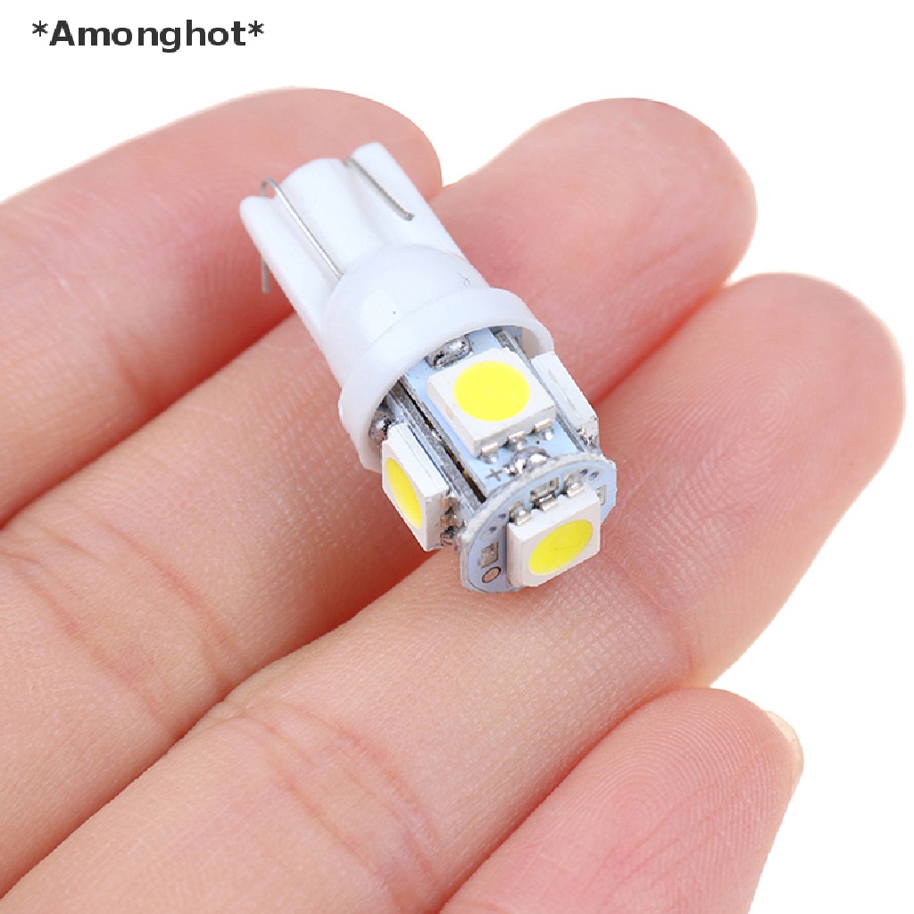 amonghot-หลอดไฟ-led-t10-wedge-5-smd-5050-5w5-สีขาว-สําหรับติดป้ายทะเบียนรถยนต์-10-ชิ้น