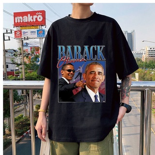 เสื้อยืดแขนสั้น ผ้าฝ้าย พิมพ์ลาย Barack Obama ทรงหลวม สไตล์คลาสสิก เรโทร สําหรับผู้ชาย DF12HJ28678