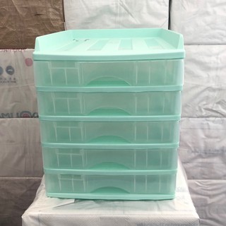 สินค้า ตู้ลิ้นชัก 5 ชั้น พร้อมถาดบน สีเขียวพาสเทล รุ่น A-109-3 Organizer with upper tray two tone color Green Pastel