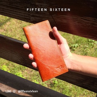 กระเป๋าสตางค์หนังแท้ ใบยาว 2พับ พร้อมส่ง FIFTEEN SIXTEEN  รุ่น Vegetable Oil Wallet : CRL-02