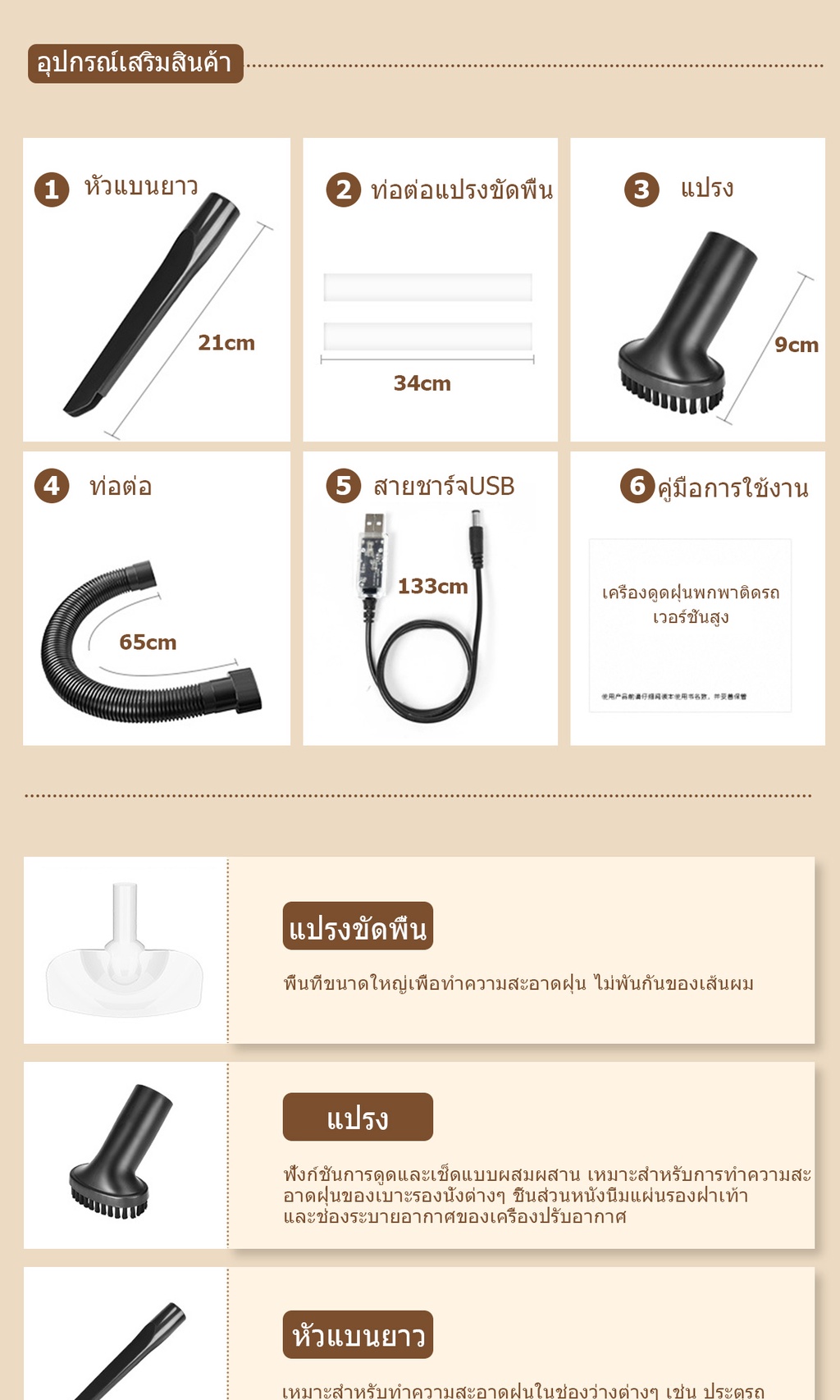 มุมมองเพิ่มเติมของสินค้า KONIG เครื่องดูดฝุ่นไร้สาย พลังแรงดูด16000Pa