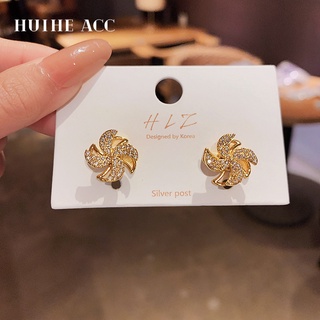 Silver needle and diamond rotatable small windmill earrings Korean simple design temperament earrings small fresh earrin