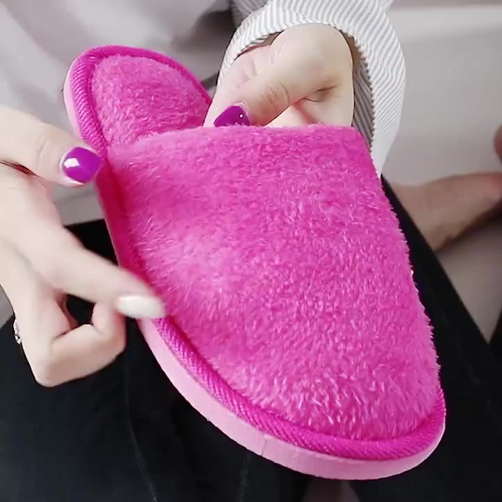 คู่ของตุ๊กตาในร่มบ้านคู่รองเท้าแตะมาการองสีฤดูใบไม้ร่วงและฤดูหนาวอบอุ่น-ระบายอากาศ-ลื่นลื่น-eva-ผ้าฝ้ายรองเท้าแตะรองเท้าผู้หญิง