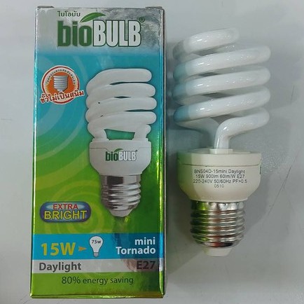 biobulb-หลอดประหยัดไฟมินิทอร์นาโด-mini-tornado-e27-15w-daylight