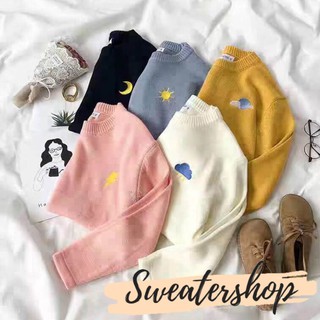 Apitta Sweater [พร้อมส่ง] เสื้อกันหนาวไหมพรม งานปัก น่ารักสไตล์เกาหลี #A35 มีหลายสีให้เลือก