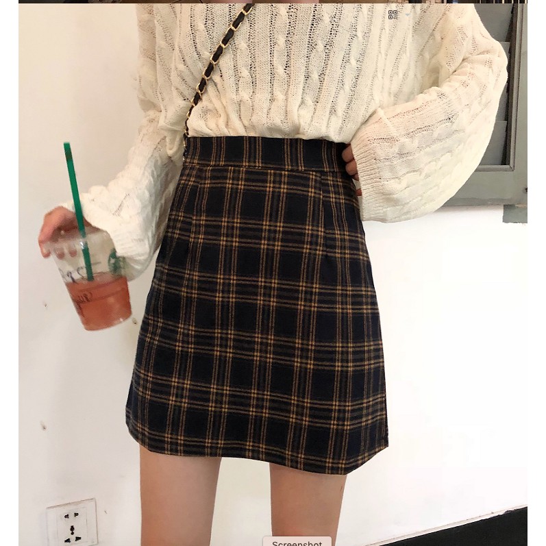 retro-plaid-skirt-korea-version