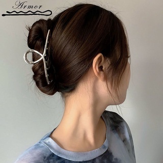 กิ๊บติดผม เมทัลลิก สีเงิน สไตล์เกาหลี เรียบง่าย กันลื่น แฟชั่นสําหรับผู้หญิง