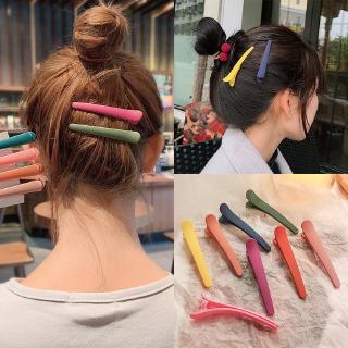 Fashionable Simple Candy Color Hairpin Frosted Acrylic Women Hairpin Duckbill Clip Makeup Face Wash Bangs Clip Word Clip Hair Accessories