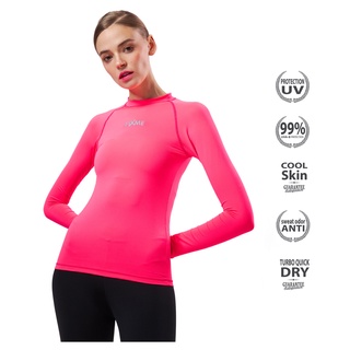 เสื้อดำน้ำ กันยูวี สีชมพูสะท้อนแสง   UV99% มาตรฐาน USA