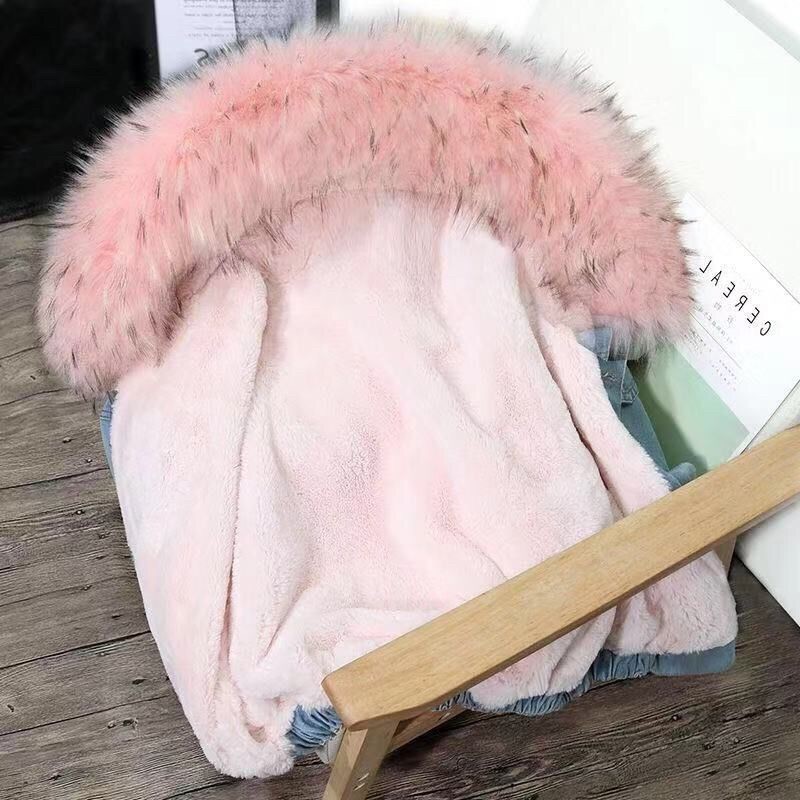 ราคาถูกที่สุด-พร้อมส่งจากไทย-faux-fur-jacket-แจ็คเก็ตยีนส์ขนเฟอร์นุ่ม-โอเวอร์ไซส์สไตล์เกาหลี