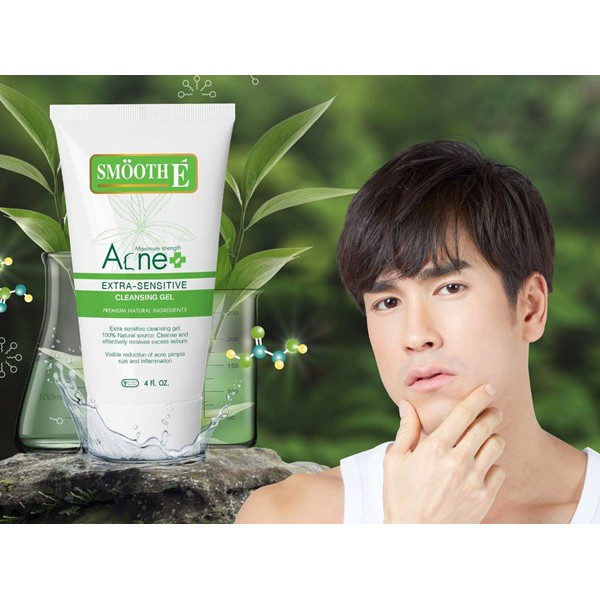 smooth-e-acne-extra-sensitive-cleansing-gel-1oz-30ml-4-oz-120ml-1-หลอด-สมูทอี-นเดช-ณเดช-ผิวบอบบางแพ้ง่าย-เป็นสิวง่าย