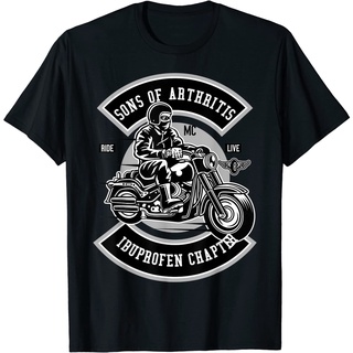 เสื้อยืดอินเทรนด์ผู้ชายอินเทรนด์ผู้หญิงเสื้อยืด คอกลม พิมพ์ลาย Sons with Arthritis Ibuprofen Chapter Motorcycle Rider แฟ
