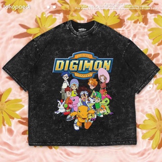 เสื้อยืดผ้าฝ้ายพิมพ์ลายขายดี เสื้อยืด ลาย Digimon OVERSIZE VINTAGE TEES | เสื้อยืด ขนาดใหญ่ | เสื้อยืด ซักได้ | หินล้าง