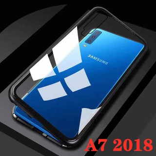 Case Samsung Galaxy A7 2018 เคสซัมซุง เคสแม่เหล็ก มีกระจกด้านหลังอย่างเดียว เคสประกบ360 Magnetic degree ประกบ หน้า-หลัง