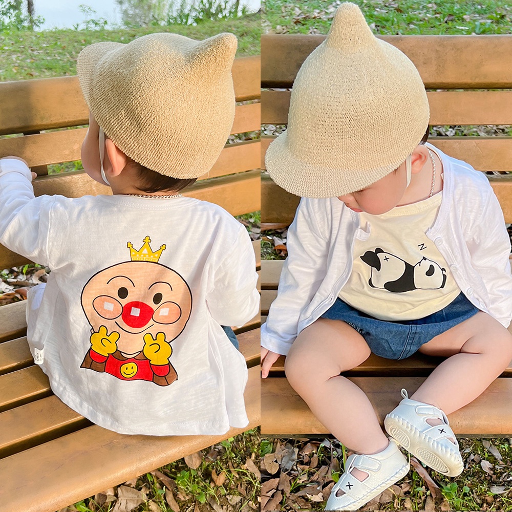 เสื้อแจ็กเก็ตคาร์ดิแกนแขนยาว-แบบบาง-พิมพ์ลายการ์ตูน-ป้องกันแดด-แฟชั่นฤดูร้อน-สําหรับเด็ก