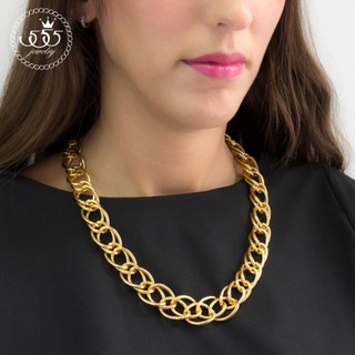 555jewelry สร้อยคอแฟชั่น Double chain link สี Shiny Gold รุ่น MNC-BC013-B - (BCBOX)