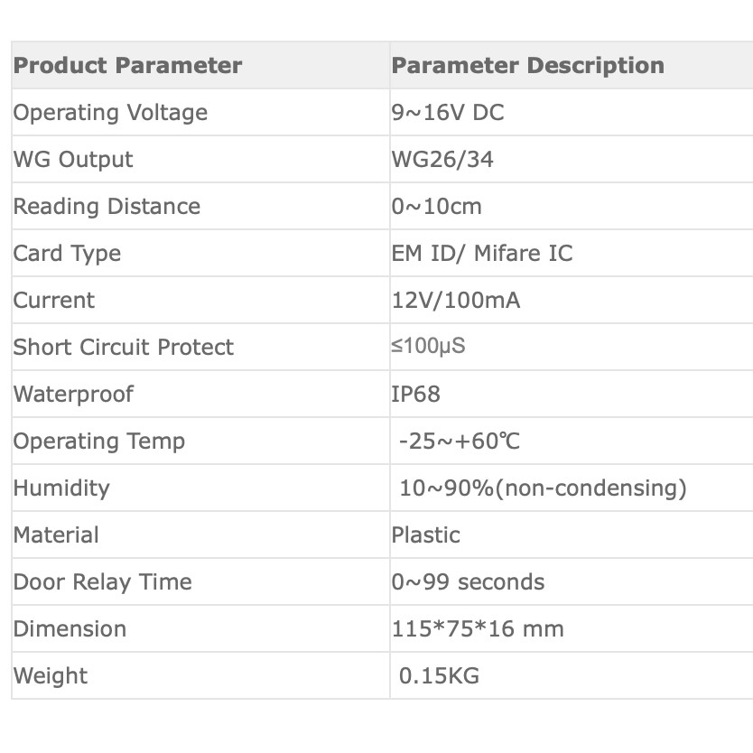 card-reader-เครื่องอ่านบัตรรองรับ-proximity-และ-mifare-dual-card-reader-wg26-สำหรับเข้า-ออกประตู-แบบกันน้ำ