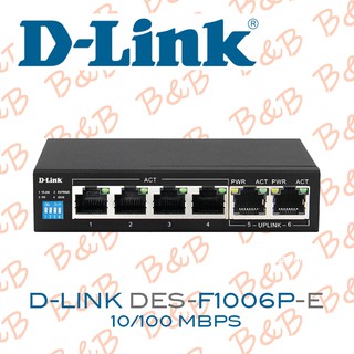 D-LINK DES-F1006P-E 250M 6-Port Switch with 4 PoE Ports and 2 Uplink Ports BY BILLION AND BEYOND SHOP