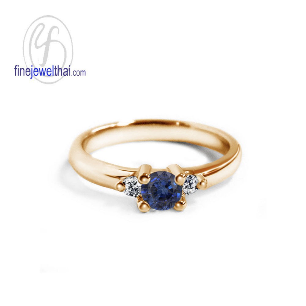 finejewelthai-แหวนไพลิน-ไพลิน-เพชรcz-แหวนเงินแท้-แหวนพลอย-blue-sapphire-silver-ring-r1028bl-เลือกสีตัวเรือนได้