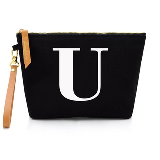 กระเป๋าผ้าลายอักษร ALPHABET CLUTCHES POUCH BLACK “U”