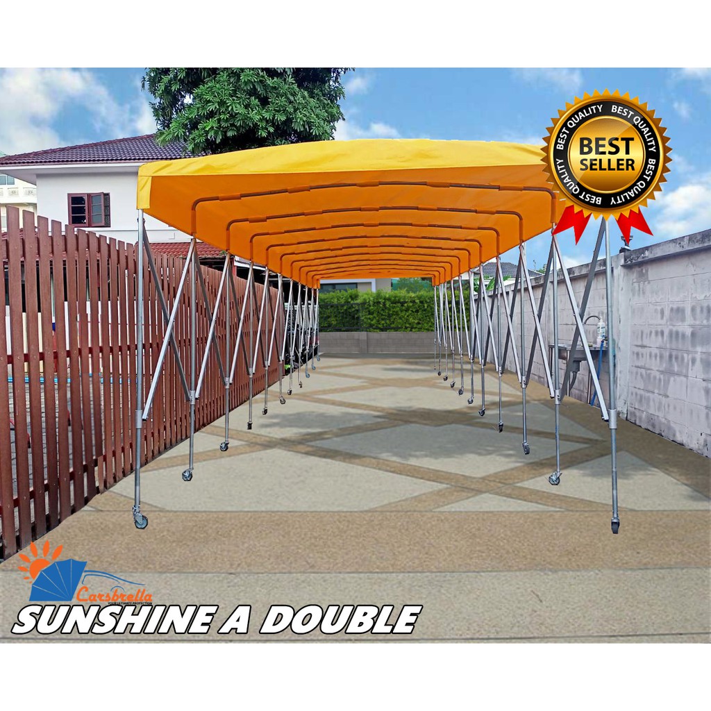 โรงจอดรถสำเร็จรูป-เต็นท์จอดรถ-carsbrella-รุ่น-sunshine-a-double-สำหรับจอดรถยนต์ขนาดเล็ก-ใหญ่