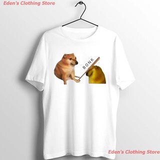 Edens Clothing Store New เสื้อยืดลําลองสําหรับผู้ชาย Unisex แขนสั้นพิมพ์ลาย Bonk Meme Doge Funny Artwork สีขาว เสื้อยืด