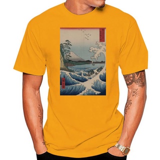 เสื้อยืดคอกลม พิมพ์ลายภูเขาไฟฟูจิ The Sea Of Satta Ukiyo E สไตล์ญี่ปุ่นสามารถปรับแต่งได้