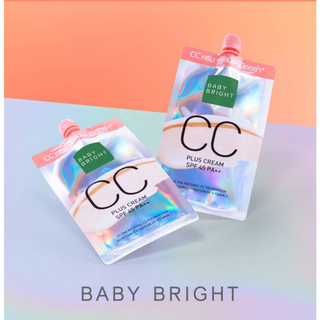 (1 กล่อง 6 ซอง) Baby Bright CC Plus Cream SPF45 PA++ Baby Bright ซีซี พลัส ครีม เอสพีเอฟ45 พีเอ++ 7g 01 ไลท์เบจ