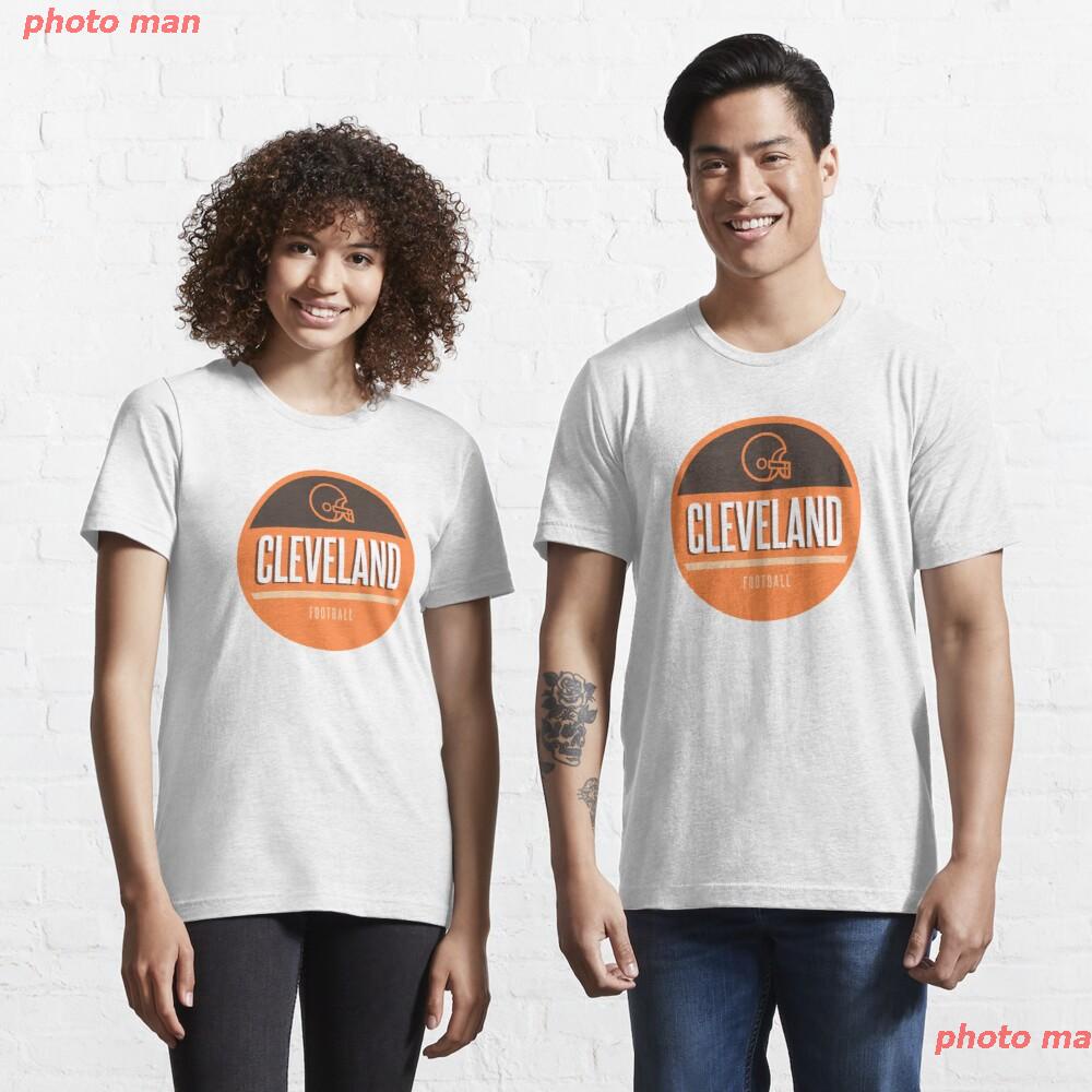 ผู้ชาย-ผู้ชายและผู้หญิง-ตลก-ขบขัน-nfl-รักบี้-เสื้อยืด-cleveland-retro-football-essential-t-shirt-เสื้อคู่-เสื้อคู่-men