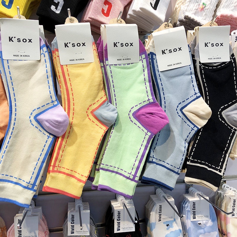 ภาพหน้าปกสินค้าถุงเท้าผ้าฝ้าย สีสันสดใส สไตล์เกาหลี แฟชั่นสําหรับผู้หญิง จากร้าน medis.th บน Shopee