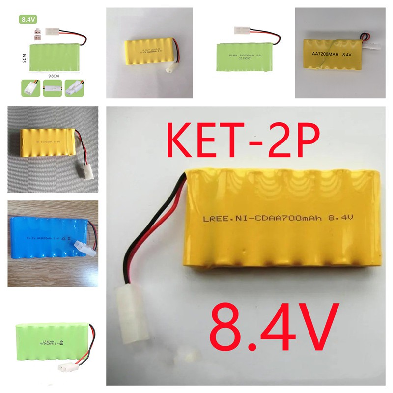 แบตเตอรี่ ถ่านชาร์จแบตเตอรถบังคับ8 4v แบบ2สายรุ่นปลั๊ก2ช่อง Ket 2p