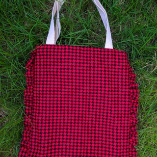 กระเป๋าผ้า สีแดงดำ ลายชิโนริ 12"x14.5"
