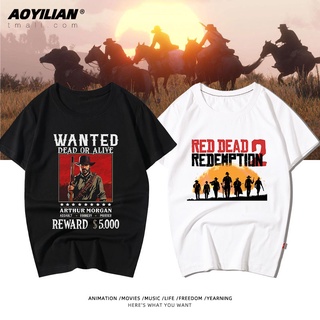 Red Dead Redemption PS4 เกมลูกพี่ลูกน้องใหญ่อุปกรณ์ต่อพ่วงการพิมพ์เสื้อยืดแขนสั้นผู้ชายและผู้หญิงผ้าฝ้ายครึ่งแขน