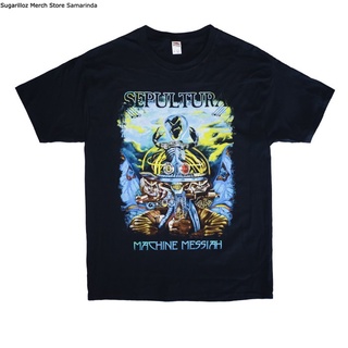 คอลูกเรือเสื้อยืดคอกลมSepultura Band เสื้อ Messiah Machine - Lผ้าฝ้ายแท้