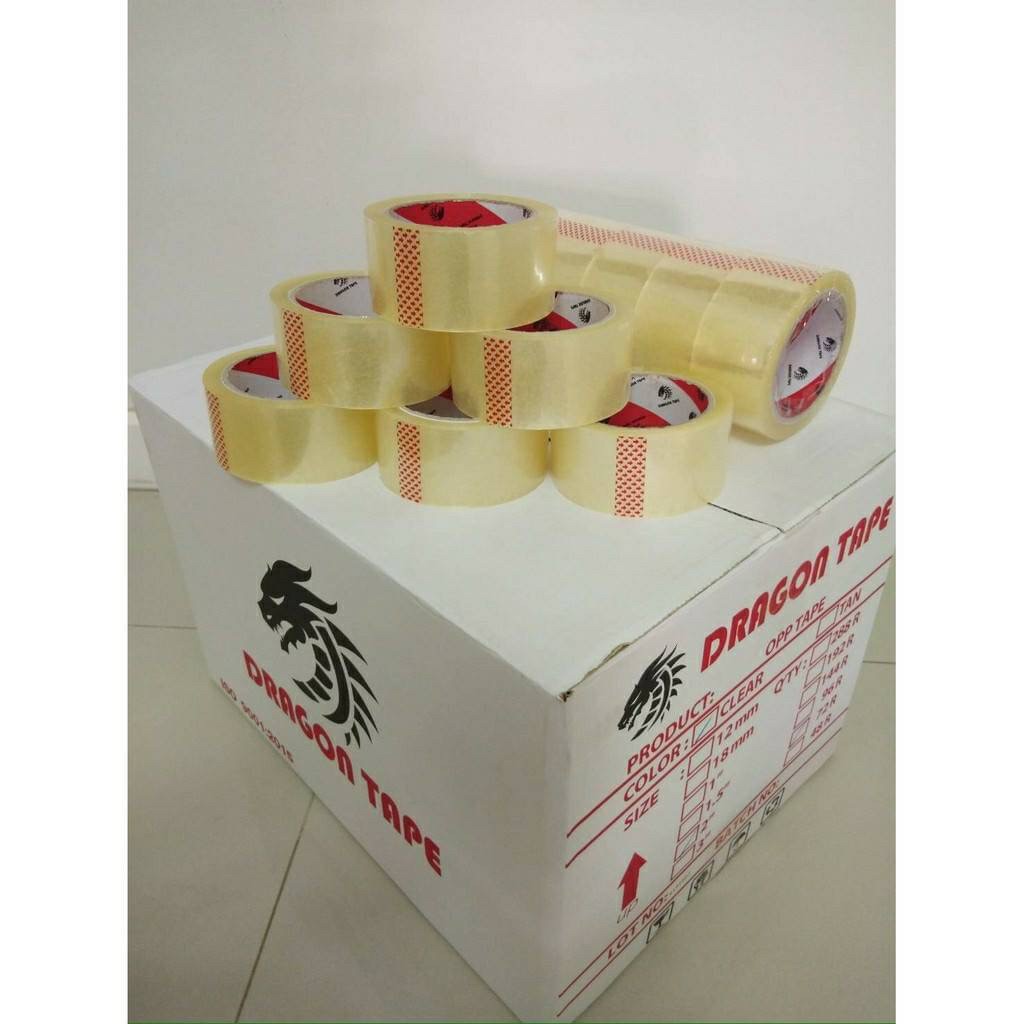 เทปใส-น้ำตาล-2-นิ้ว-1-กล่อง-dragon-ถูกสุดในไทย-72-ม้วน-40-mic-ไมครอน-100-หลา-1-ลัง-pack-72-clear-brown-opp-bopp-tape