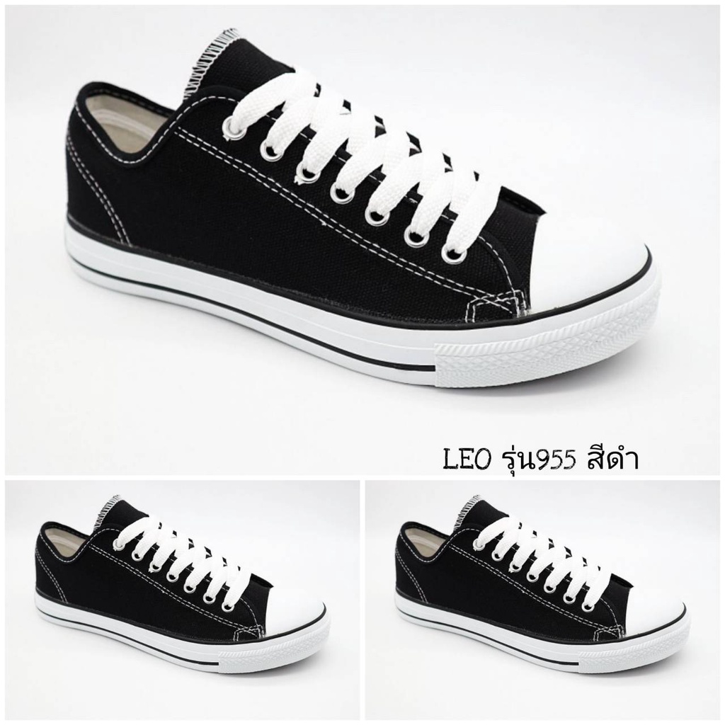 leo955-รองเท้าผ้าใบ-คุณภาพดี-ราคาถูก-สีดำ