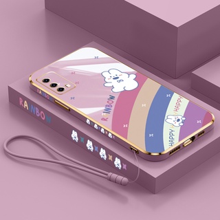 เคสโทรศัพท์มือถือ ทรงสี่เหลี่ยม แบบบางพิเศษ ลายการ์ตูน หรูหรา สําหรับ Samsung A02S A03S A10S A20S A21S A12 A31 A32 A52 A72 A51 A71 4G