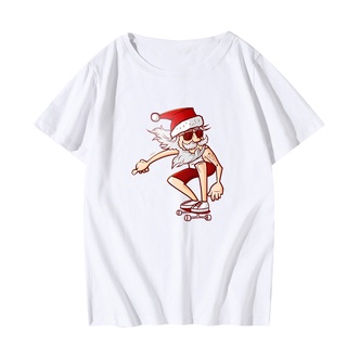 เสื้อยืดเด็กผช - การ์ตูนผู้หญิงซานตาคลอสพิมพ์เสื้อยืด S-XL แฟชั่นคอกลมแขนสั้นด้านบนภาพเคลื่อนไหวฮาร