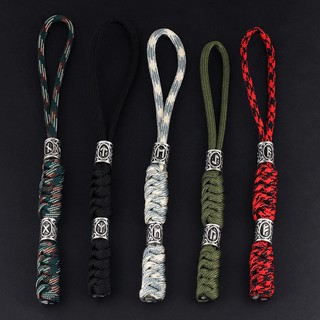 ราคาสายแลนยาร์ด แลนยาร์ด lanyard พวงกุญแจ ลูกปัด ลูกปัดไวกิ้ง ถักด้วย paracord 4mm ร้อยลูกปัดสัญลักษณ์ไวกิ้ง 2 ลูก