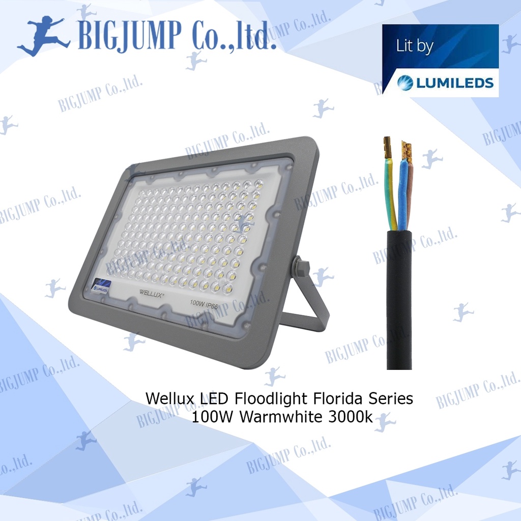 โคมไฟ-flood-light-led-สปอร์ตไลท์-220v-ไฟบ้าน-แอลอีดี-แบรนด์-wellux-ขนาด-30w-50w-100w-คุณภาพมีมาตรฐาน-มอก