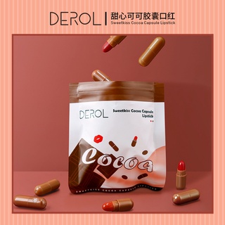 สินค้า DEROL  ลิปสติกแคปซูลกํามะหยี่แคปซูล  ลิปสติกแคปซูลแมทท์ช็อคโกแลต ฟรุ๊ตตี้ ให้ความชุ่มชื้น10ชิ้น ×1g10สีcapsule lipstick