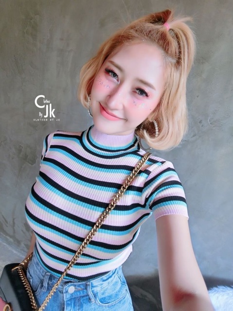 เสื้อไหมพรมแขนสั้นสีพาสเทล