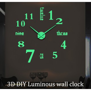 ส่องสว่าง นาฬิกาแขวน 3D DIY Luminous อะคริลิคขนาดใหญ่