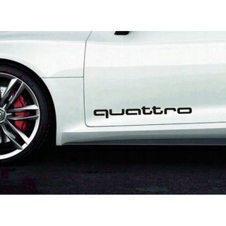 สติกเกอร์ไวนิล ลายตราสัญลักษณ์ AUDI QUATTRO สําหรับติดตกแต่งด้านข้างรถยนต์ 2 ชิ้น