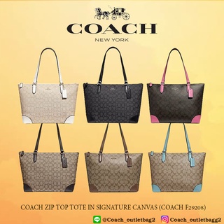 COACH ZIP TOP TOTE IN SIGNATURE CANVAS