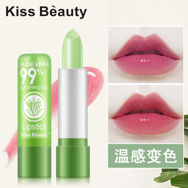 ภาพสินค้าลิปบาล์มอโลเวร่า Kiss Beauty Aloe Vera Soothing Gel Aloe Vera 99% Lip Blam 3.5g สกัดจากว่านหางจระเข้ ปรับสีปากให้อมชมพู จากร้าน makeuplicious บน Shopee ภาพที่ 4