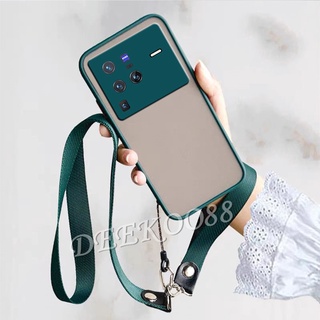 เคสโทรศัพท์มือถือ VIVO X80 / X80 Pro / X70 / X70 Pro 5G 2022 Handphone Casing with Hand Strap + Neck Rope Phone Case Matte Protection Back Cover VIVOX80 X80Pro VIVOX80Pro